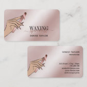 Carte De Visite cire rose or femme main cire technicien affaires (Devant / Derrière)