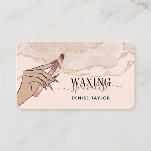 Carte De Visite cire rose rousse femme main cire technicien busin (Devant)