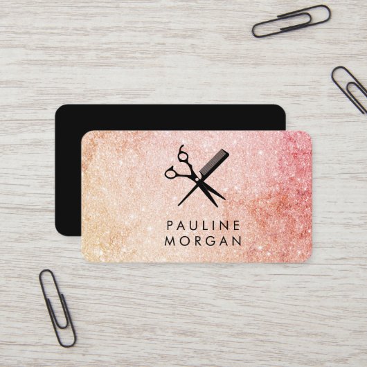 Carte De Visite Cisaillement et peigne Elegant Parties scintillant (Devant/Arrière en situation)