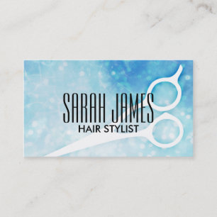 Carte De Visite cisaillements bleus de coiffeur de styliste en