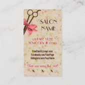 Carte De Visite cisaillements floraux de coiffeur d'arc chic (Dos)