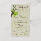 Carte De Visite cisaillements verts floraux d'arc de coiffeur (Dos)