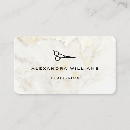 Carte De Visite Ciseau de code QR en marbre doré moderne (Devant)