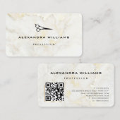 Carte De Visite Ciseau de code QR en marbre doré moderne (Devant / Derrière)