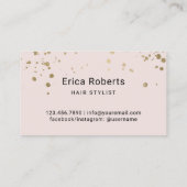 Carte De Visite Ciseau Or Elegant Blush Pink Typographie Cheveux (Dos)