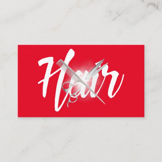 Carte De Visite Ciseau rouge moderne et coiffeuse (Devant)
