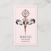 Carte De Visite Ciseaux Anciens Et Bannière Mer Rose (Devant)