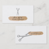 Carte De Visite Ciseaux Argent Peach Parties scintillant Chic Hair (Devant / Derrière)