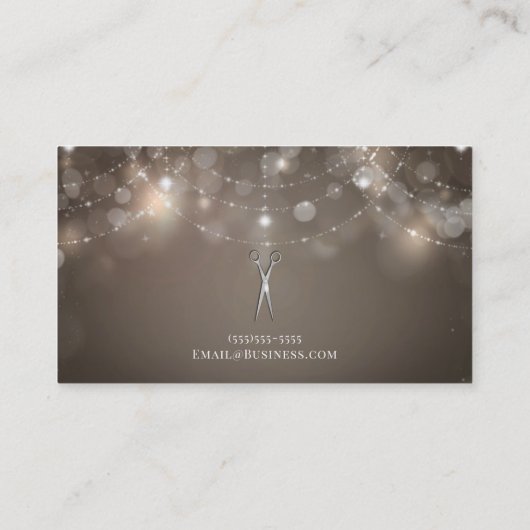 Carte De Visite Ciseaux Argent Taupe Sparkle Chic Hair Stlist (Dos)