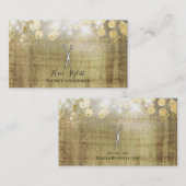 Carte De Visite Ciseaux Argentés Éclairage Doré Rustique Coiffeur (Devant / Derrière)