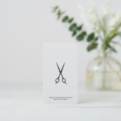 Carte De Visite Ciseaux Barber Barbier Gris Léger Minimal (Debout devant)