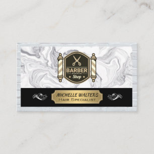 Carte De Visite Ciseaux Barbershop   Poteau en barbier   Brick