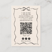 Carte De Visite Ciseaux Beige de Coiffeur Moderne Code QR Coquette (Dos)