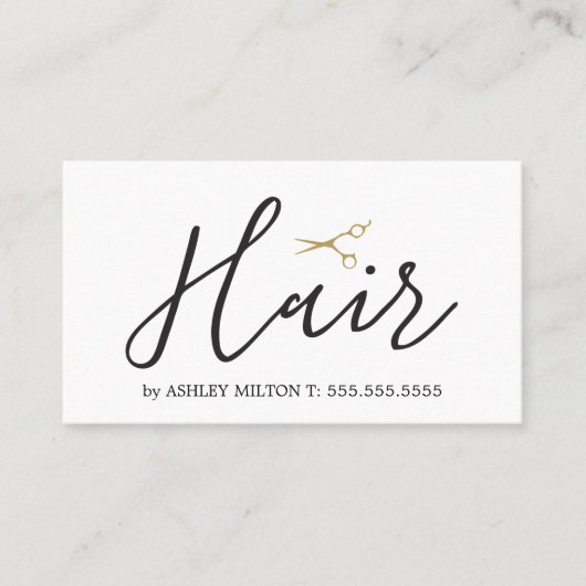 Carte De Visite Ciseaux blancs élégants et propres Coiffeur (Devant)