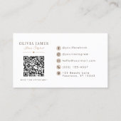 Carte De Visite Ciseaux blancs minimaux de coiffeur modifiables (Dos)