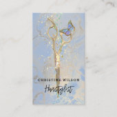 Carte De Visite ciseaux bleu papillon éclats d'encre (Devant)