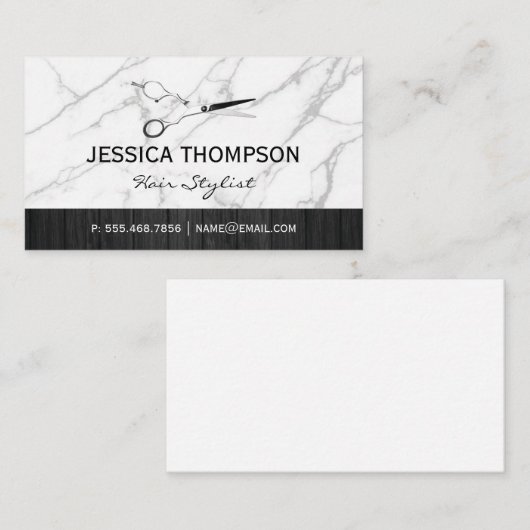 Carte De Visite Ciseaux | Bois de marbre (Devant / Derrière)