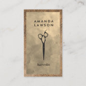 Carte De Visite Ciseaux | Bordure en cuir (Devant)