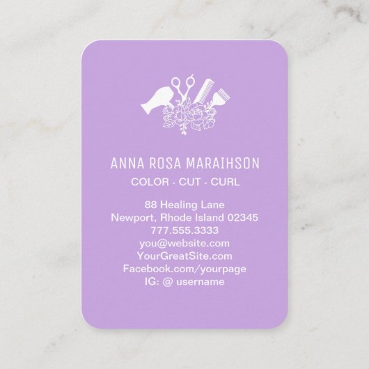 Carte De Visite *~* Ciseaux Brosse à fleurs peigne RainbowAP6 (Dos)