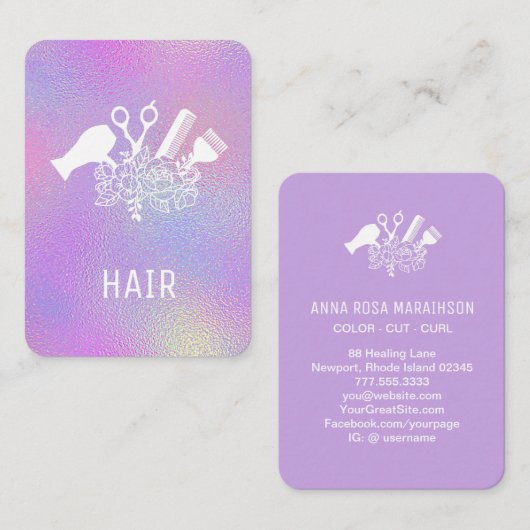 Carte De Visite *~* Ciseaux Brosse à fleurs peigne    RainbowAP6  (Devant / Derrière)