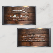 Carte De Visite Ciseaux | Cadre en bois et métal (Devant / Derrière)