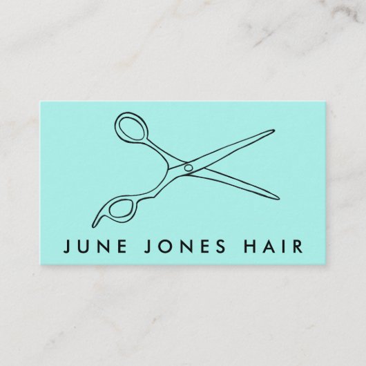 Carte De Visite Ciseaux chic Barber Code QR Code Mint (Devant)