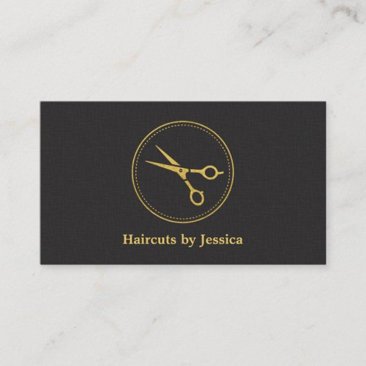 Carte De Visite Ciseaux Chic Glam Or Faux Coiffeur (Devant)