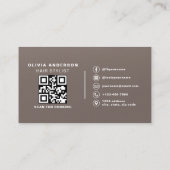 Carte De Visite Ciseaux Code QR Coiffeur Marron Mat (Dos)