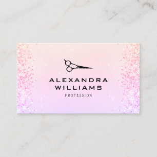 Carte De Visite Ciseaux Code QR Moderne Pailleté Or Rose