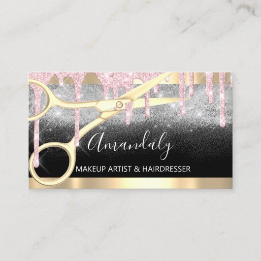 Carte De Visite Ciseaux Coiffeur Coiffeur maquillage gouttes (Devant)
