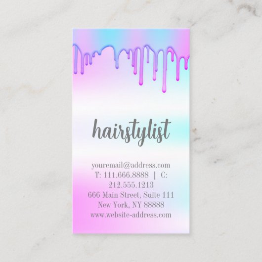 Carte De Visite ciseaux coiffeur holographique moderne (Dos)