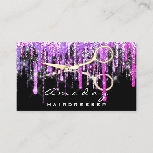 Carte De Visite Ciseaux Coiffeur professionnel Gold Hot Pink (Devant)