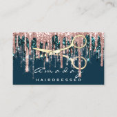 Carte De Visite Ciseaux Coiffeur professionnel Rose Blue Gold (Devant)