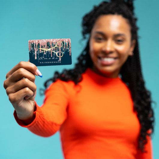 Carte De Visite Ciseaux Coiffeur professionnel Rose Blue Gold