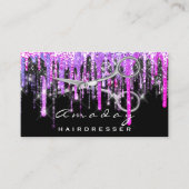 Carte De Visite Ciseaux Coiffeur professionnel Silver Hot Pink (Devant)
