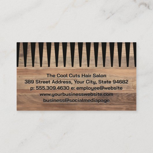 Carte De Visite Ciseaux | Comb | Bois (Dos)