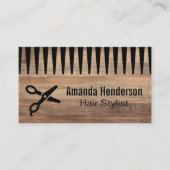 Carte De Visite Ciseaux | Comb | Bois (Devant)