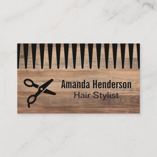 Carte De Visite Ciseaux | Comb | Bois (Devant)