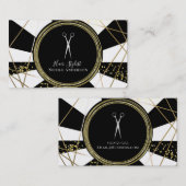 Carte De Visite Ciseaux d'argent Black Gold Parties scintillant Ha (Devant / Derrière)