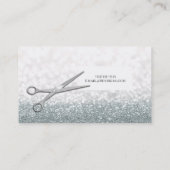 Carte De Visite Ciseaux d'argent Coiffeur paillettes blanches (Dos)