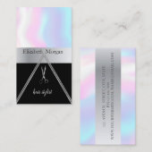 Carte De Visite Ciseaux d'argent élégant moderne, Holographique (Devant / Derrière)