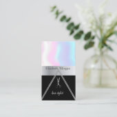 Carte De Visite Ciseaux d'argent élégant moderne, Holographique (Debout devant)