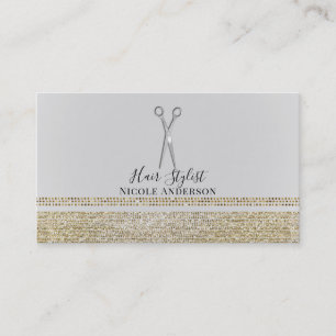 Carte De Visite Ciseaux d'argent Gold Sparkle Chic Hair Styliste