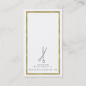 Carte De Visite Ciseaux d'argent Minimale Gold Bordure Hair Stylis (Dos)