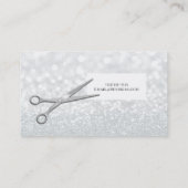 Carte De Visite Ciseaux d'argent Paillettes blanches Coiffeur chic (Dos)