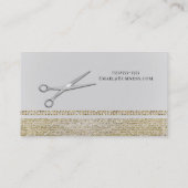 Carte De Visite Ciseaux d'argent Paillettes d'or Coiffeur Chic (Dos)