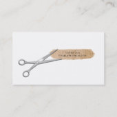 Carte De Visite Ciseaux d'argent pêche pailletée chic coiffeur (Dos)