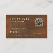 Carte De Visite Ciseaux de Baber en acier rustique Pole Barbershop (Dos)