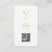 Carte De Visite Ciseaux de Barbershop noir et blanc Barbier d'or (Dos)