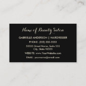 Carte De Visite Ciseaux de Beauticier rose et noir FAUX Glitz (Dos)